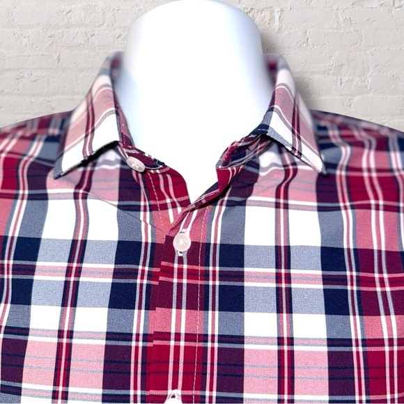 Mizzen+Main Leeward Antimicrobial Dress Shirt Men’s L Dark Red Plaid Performance - Picture 10 of 12